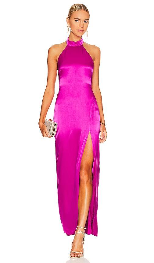 NICHOLAS Ramina Halter Neck Gown Wine. (also in 8). Product Image