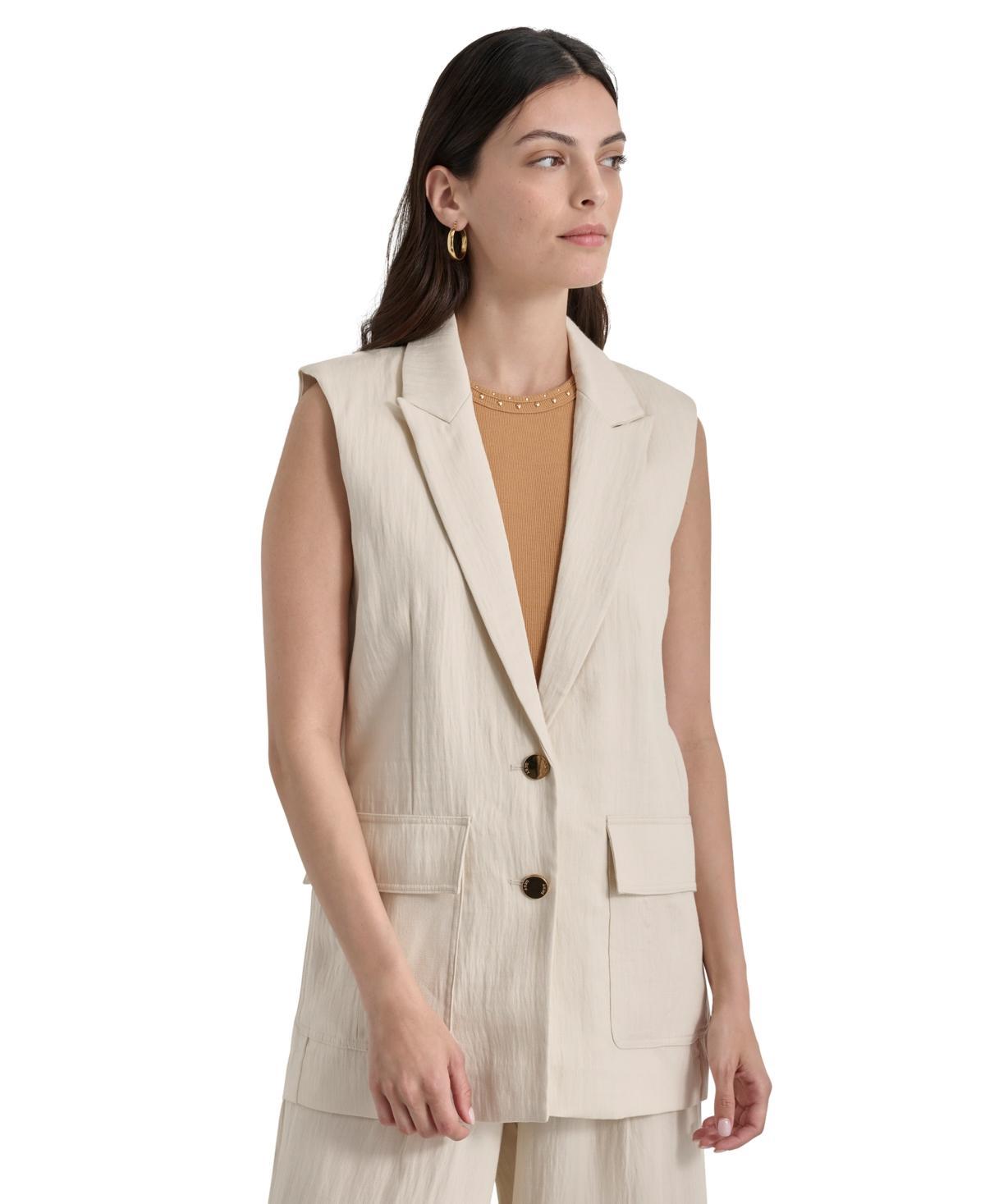 Dkny Womens Weathered-Twill Sleeveless Vest Product Image