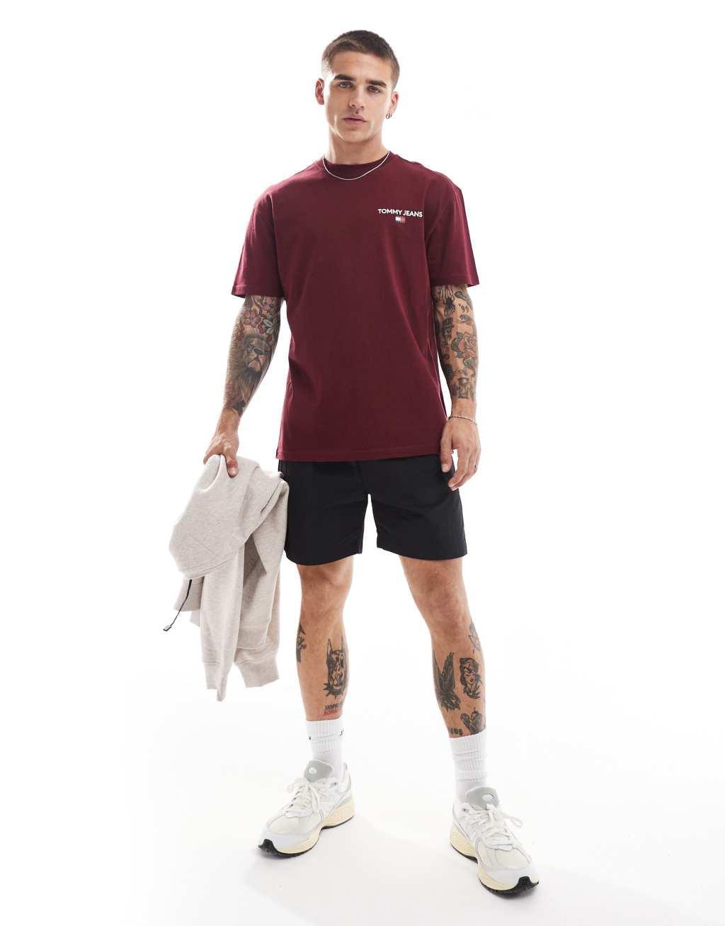 Tommy Jeans classic linear back print t-shirt in plum Product Image