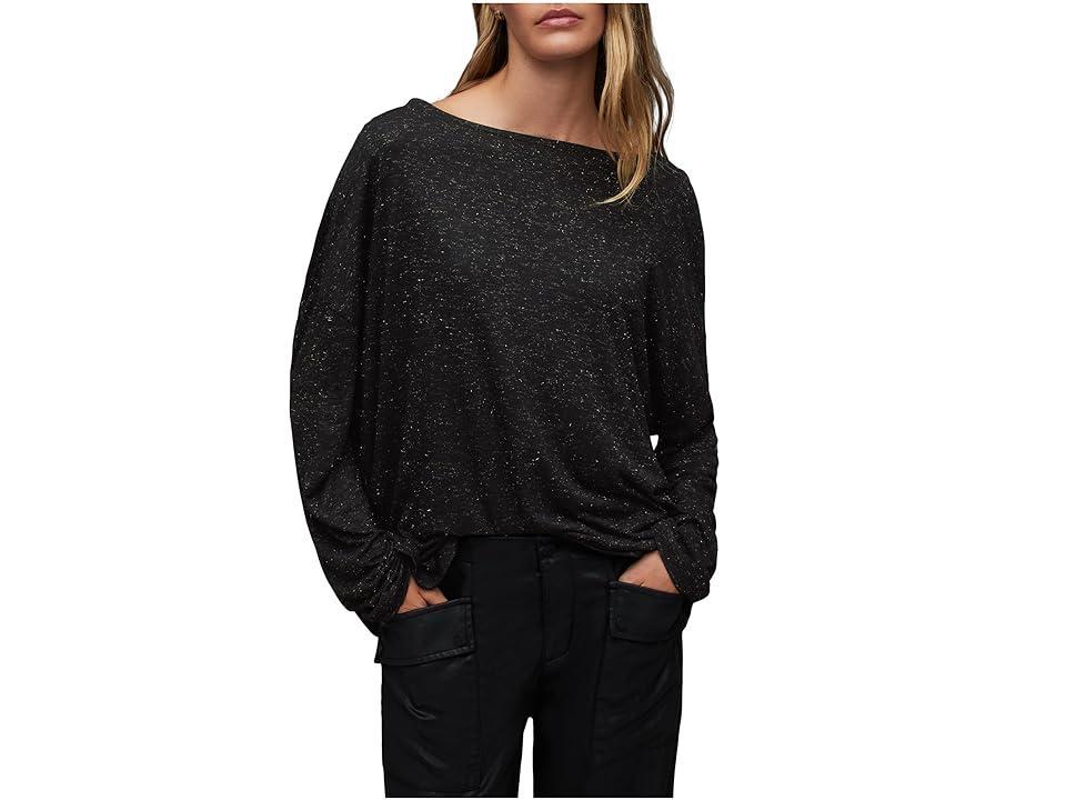 AllSaints Rita Shimmer Tee (Black Women's Clothing Product Image