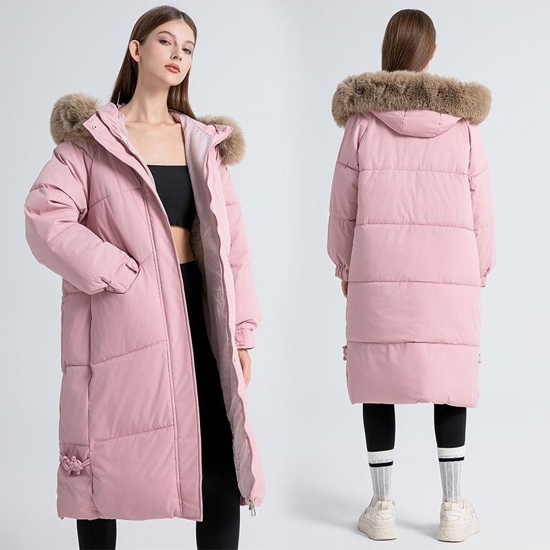 Hooded Zip-Up Long Puffer Coat Product Image