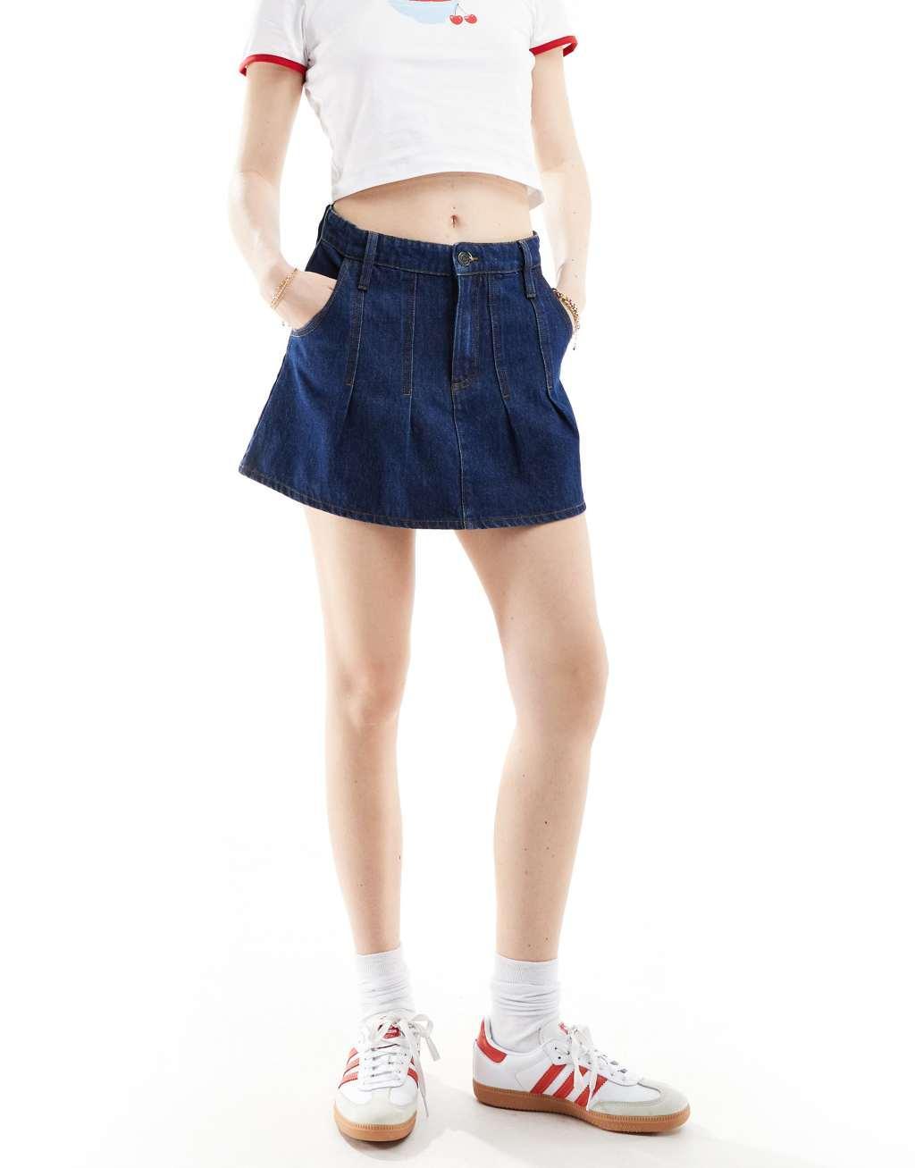 Stradivarius STR pleated denim mini skirt Product Image