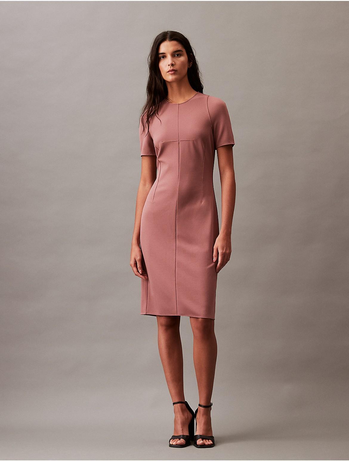 Calvin Klein Womens Compact Stretch Crepe Shift Dress - Pink - XL Product Image