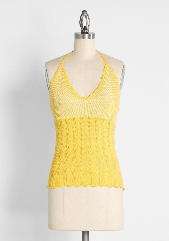 Sun Rays For Days Crochet Halter Top Butter Product Image