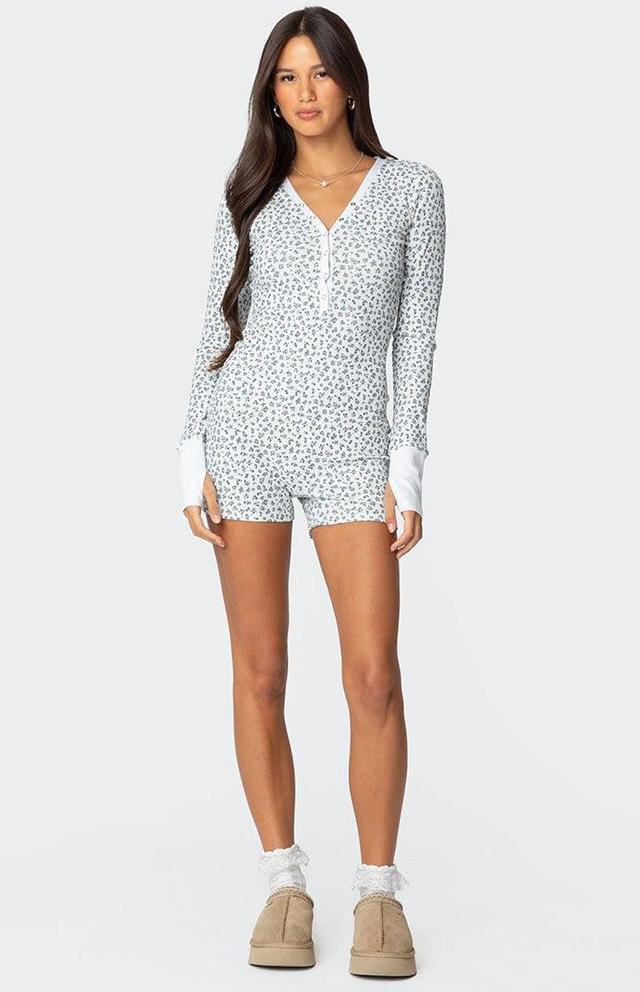 Edikted Women's Meadow Printed Waffle Romper Product Image