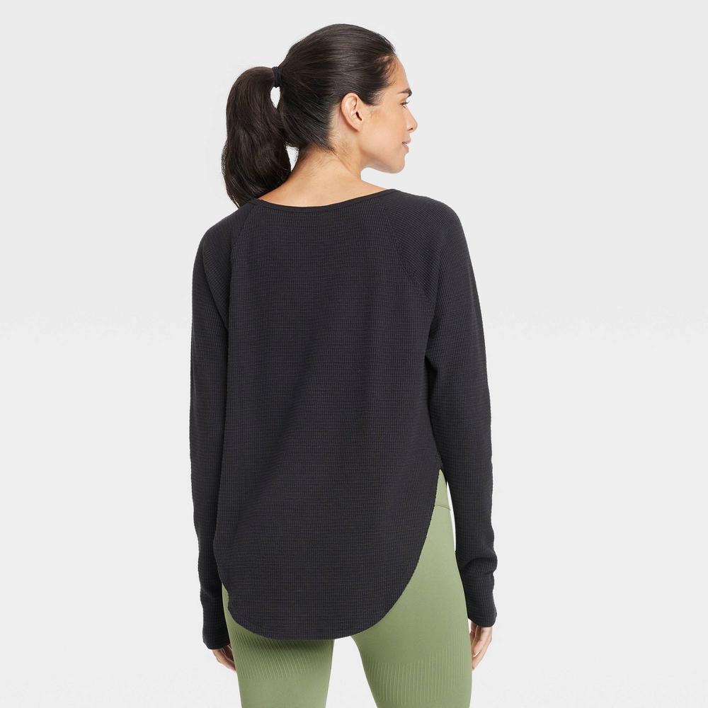 Womens Waffle Leggings-Friendly Long Sleeve Top - JoyLab Black XL Product Image