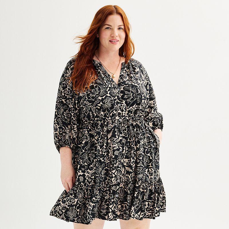 Plus Size Sonoma Goods For Life Femme Button Front Mini Dress, Womens Product Image