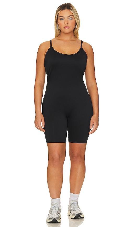 Good American Scuba Strappy Biker Catsuit in Black. Product Image