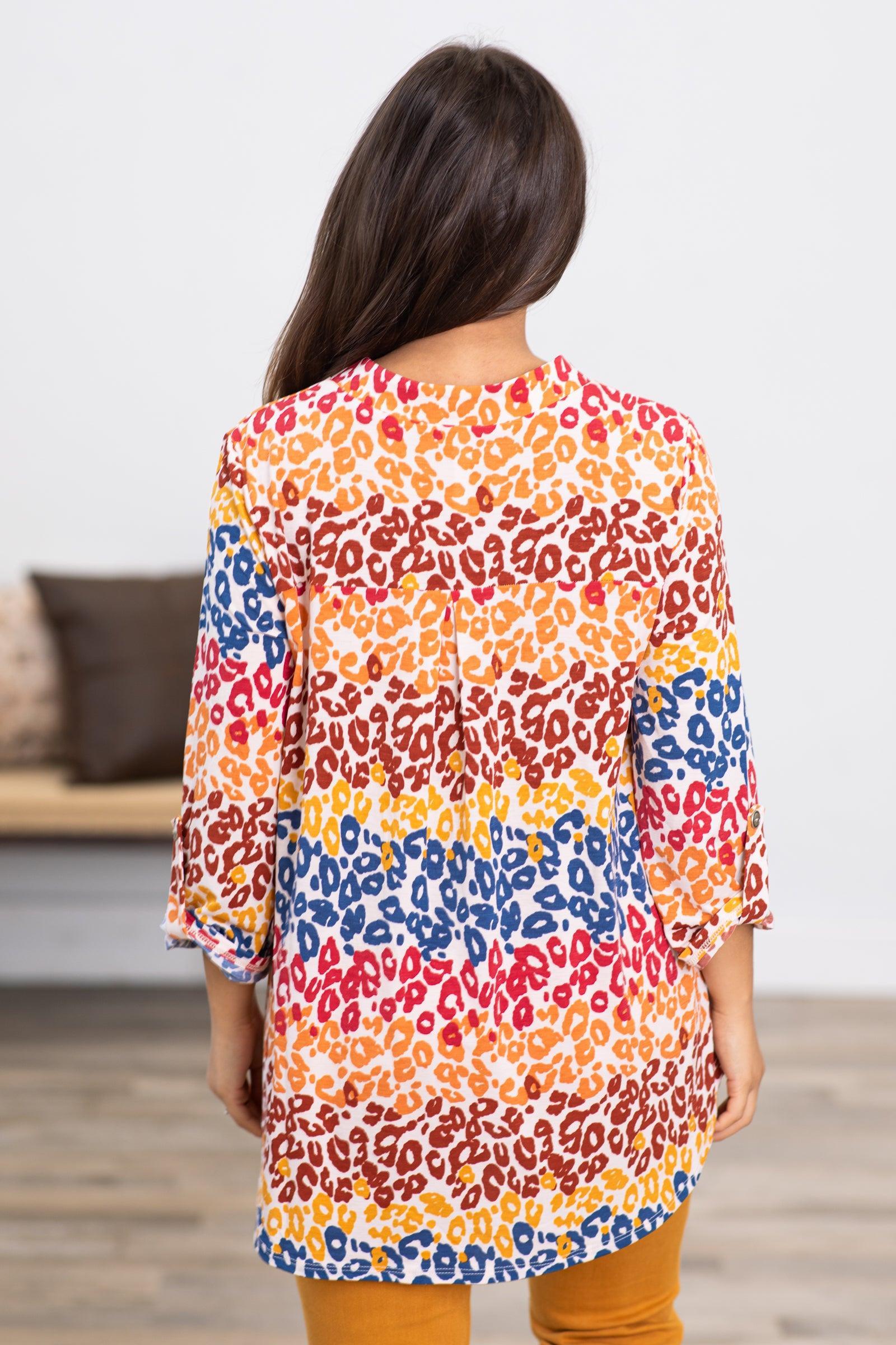 Multicolor Animal Print Wrinkle Free Lizzy Top Product Image