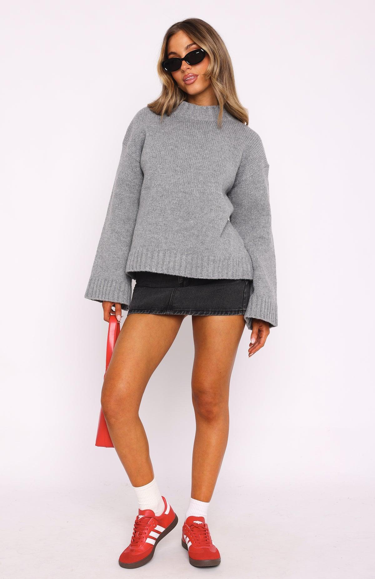 Winter's Chill Knit Sweater Grey Product Image