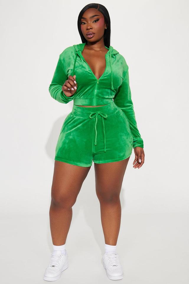 Little Miss Casual Velour Short Set - Kelly Green Product Image