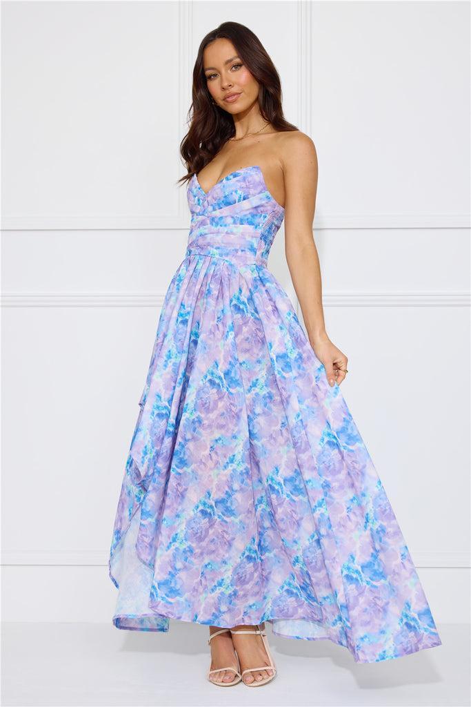 Moments Await Strapless Maxi Dress Lilac Product Image