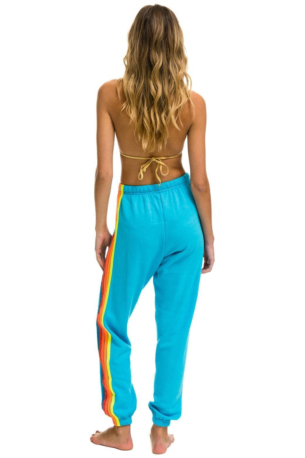 5 STRIPE SWEATPANTS - NEON BLUE // NEON RAINBOW Female Product Image