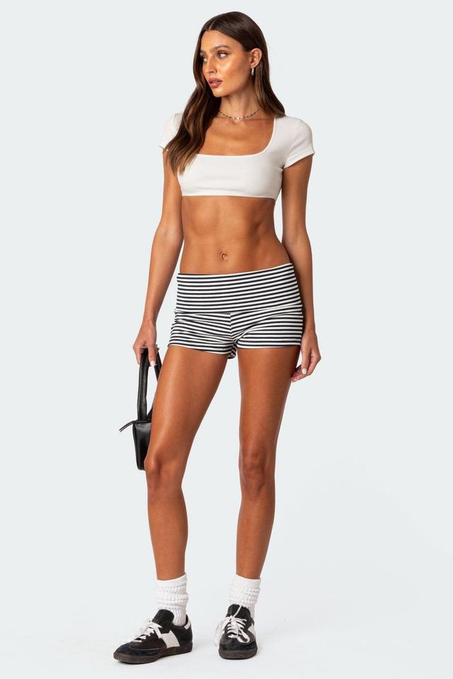 Striped Fold Over Shorts Product Image