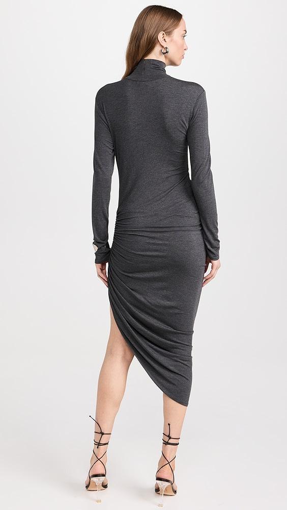 Norma Kamali Long Sleeve Turtleneck Side Drape Dress | Shopbop Product Image