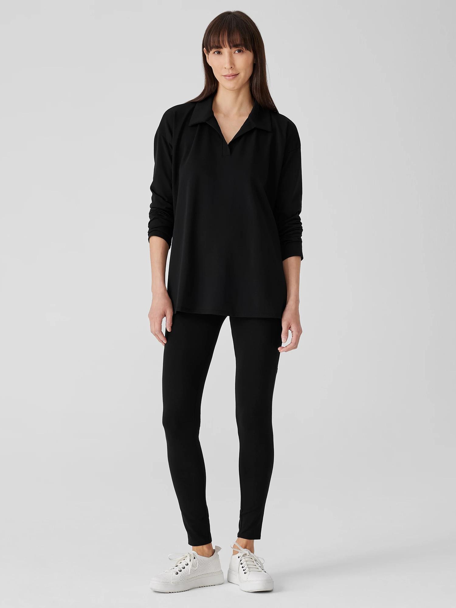 EILEEN FISHER Pima Cotton Stretch Jersey High-Waisted Leggingsfemale product image