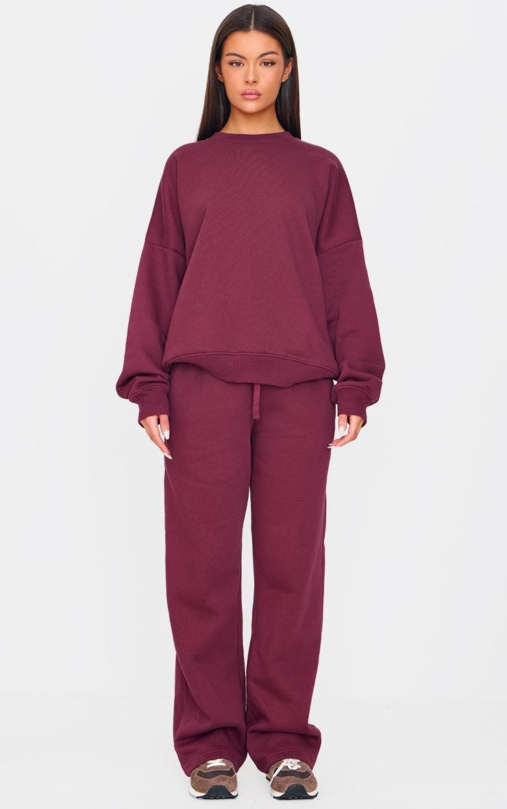 Burgundy Oversized Long Sleeve Sweatshirt Product Image