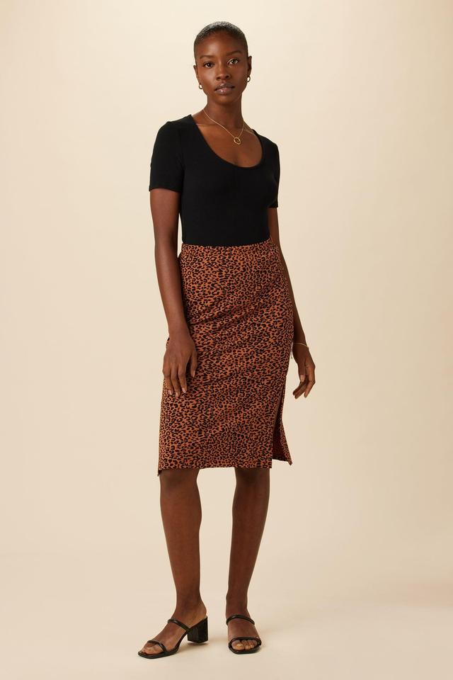 Vindy Reverie Knit Skirt - Almond Leopard Print Product Image