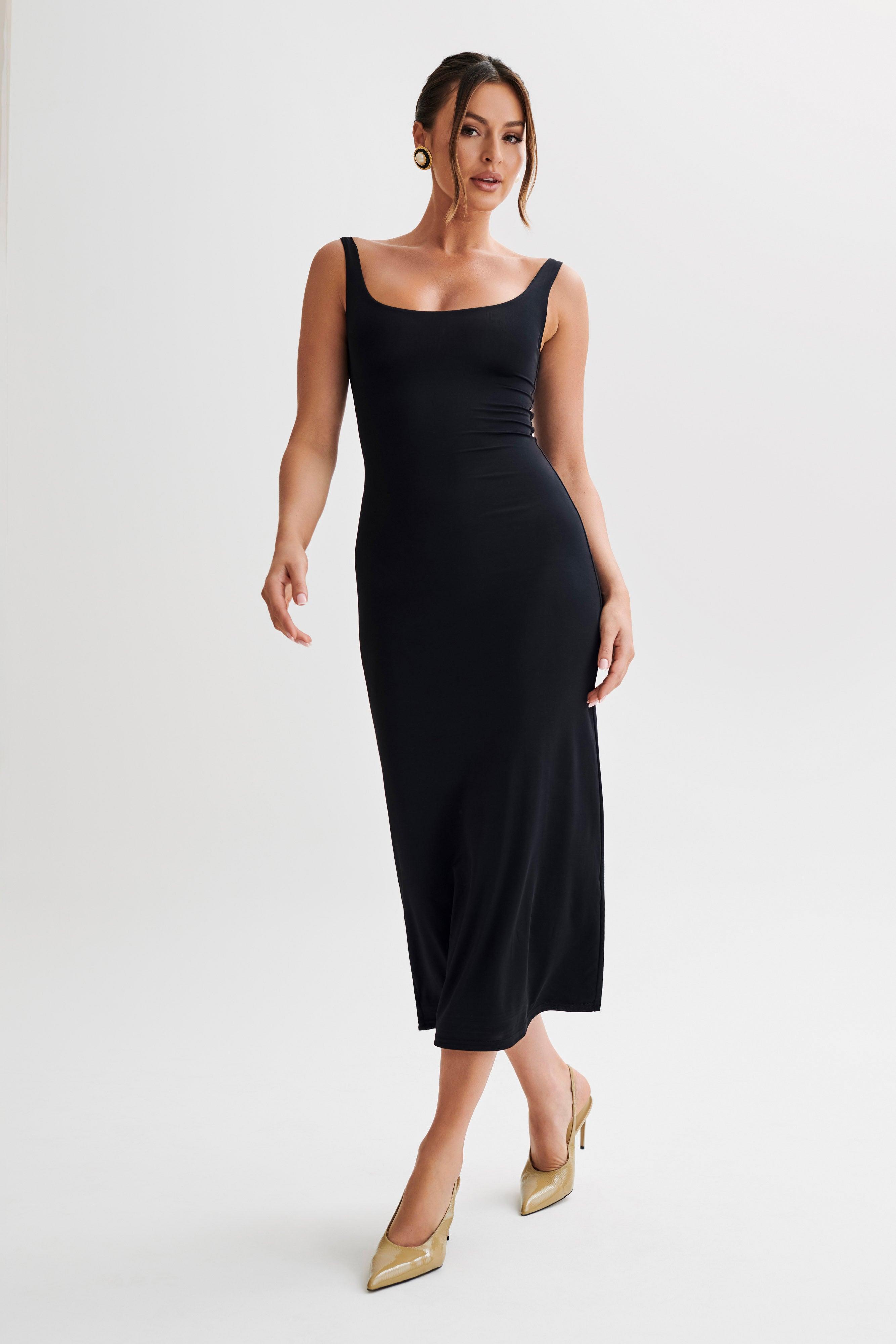 Augustine Slinky Scoop Midi Dress - Black Product Image