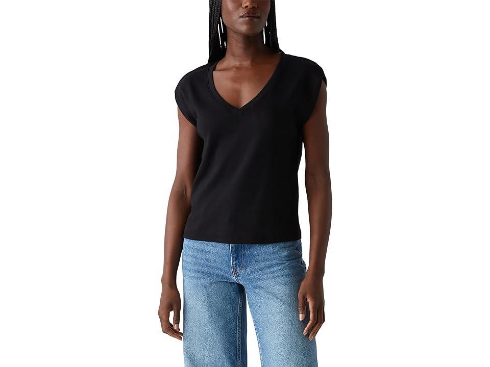 Michael Stars Tati V-Neck Power Shoulder Top Women's Clothing Product Image