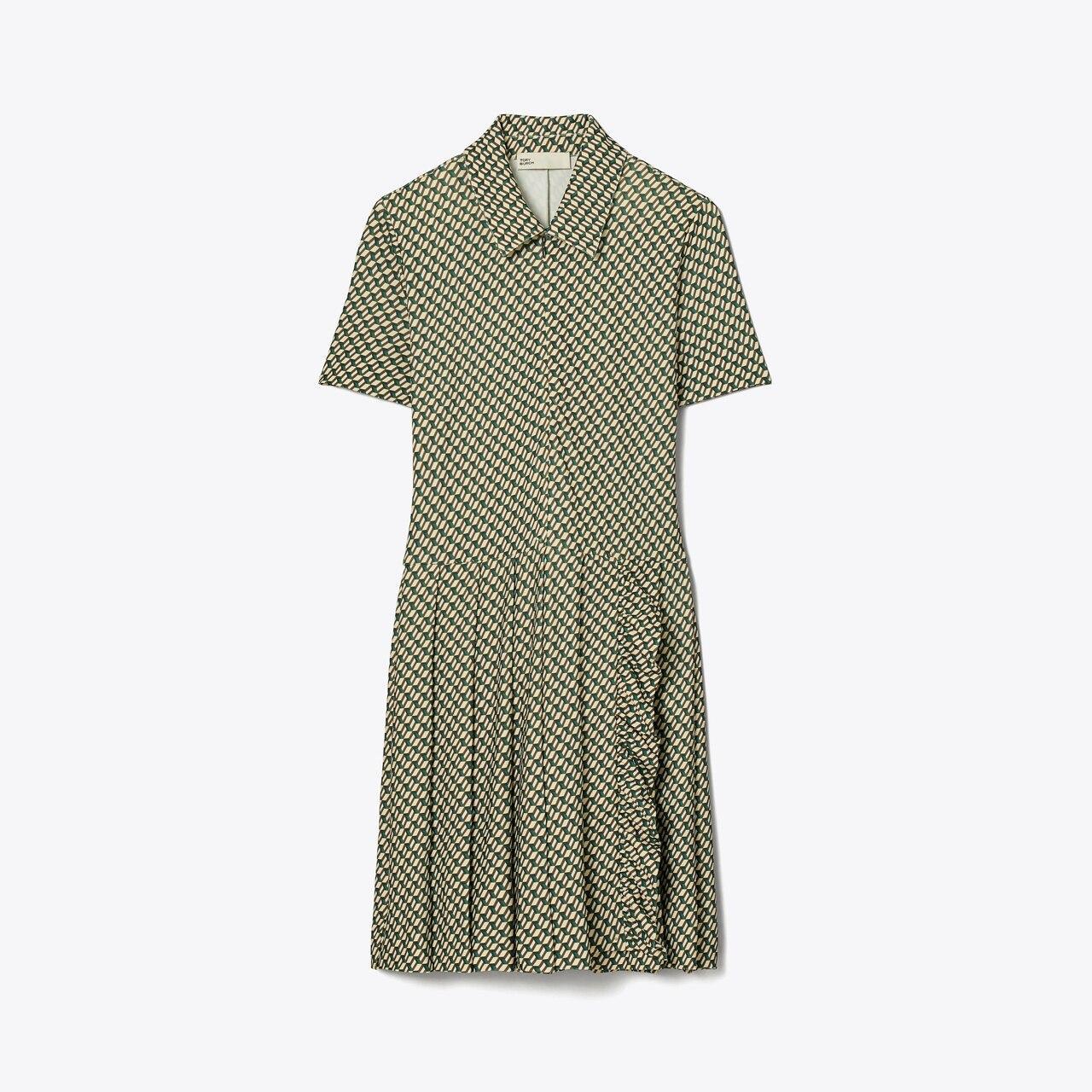 Printed Pleated Zip-Front Golf Dress Product Image