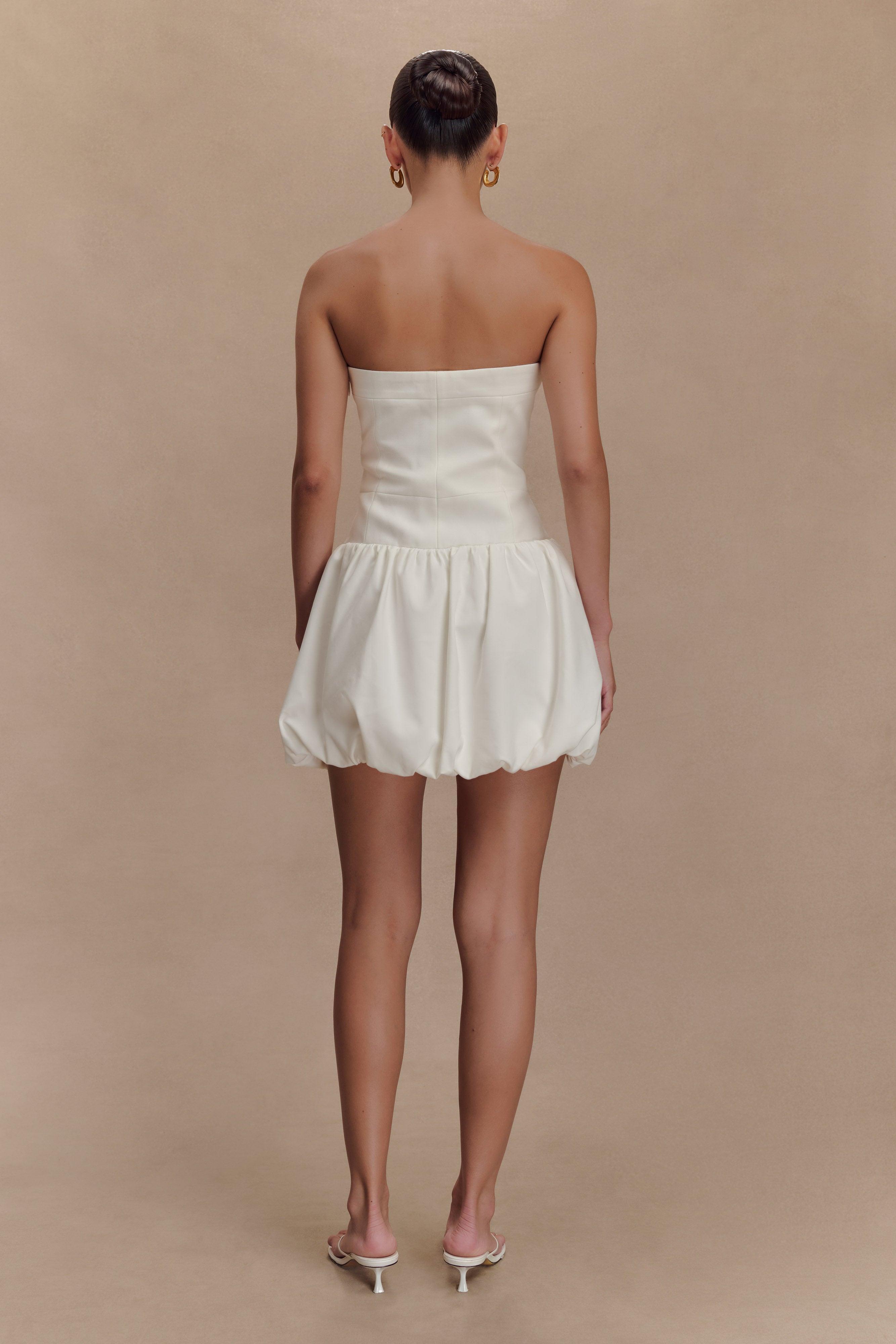 Clementina Strapless Bubble Mini Dress - White Product Image