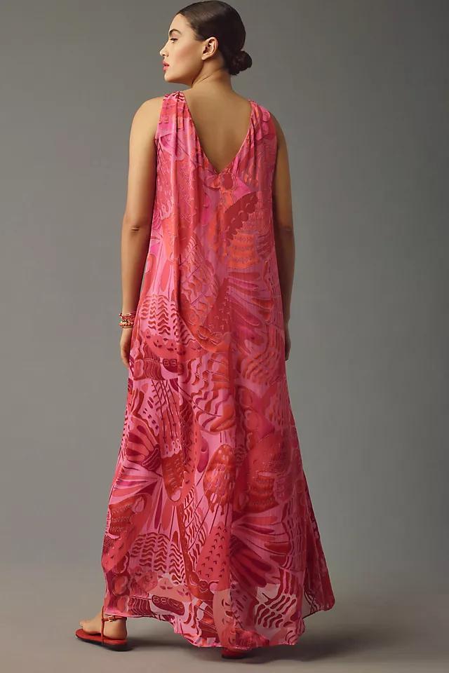 RIXO Loreena V-Neck Satin Devoré Maxi Dress Product Image