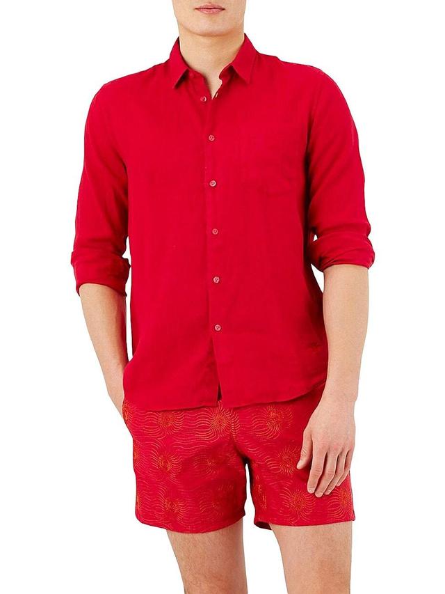 Mens Long-Sleeve Linen Shirt Product Image