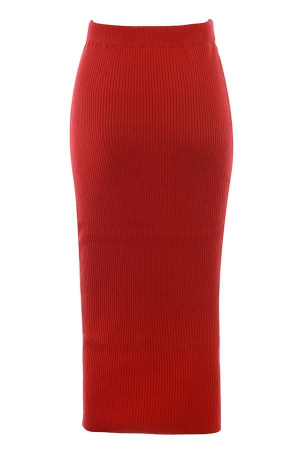 Lourdes Scarlet Cashmere Blend Maxi Skirt Product Image