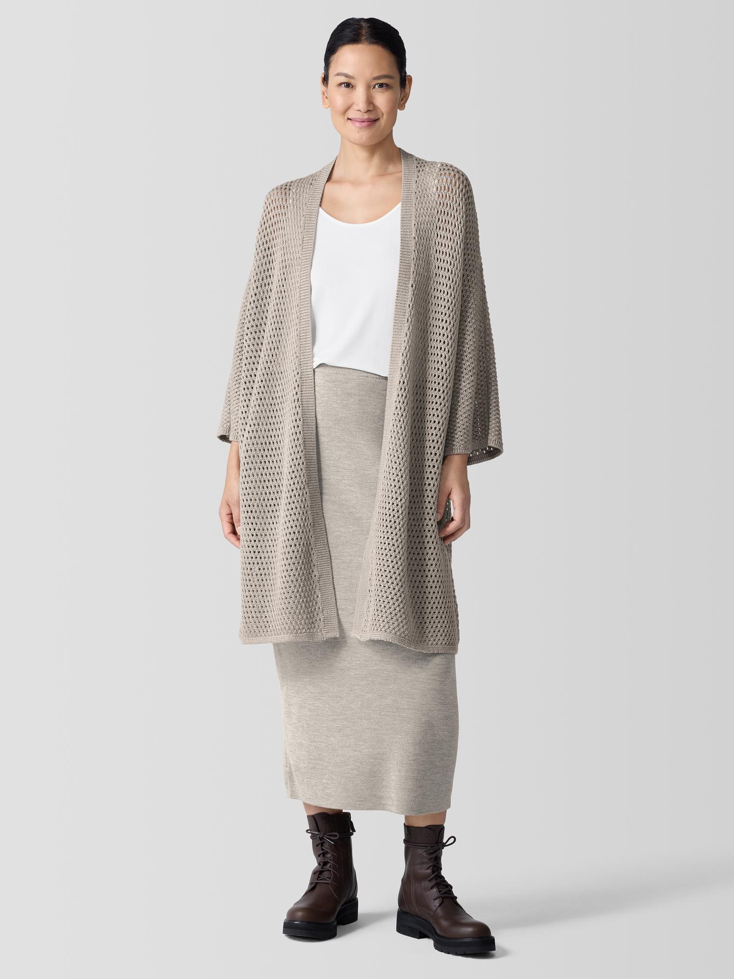 EILEEN FISHER Merino High Collar Cardigan in Regenerative Woolfemale Product Image