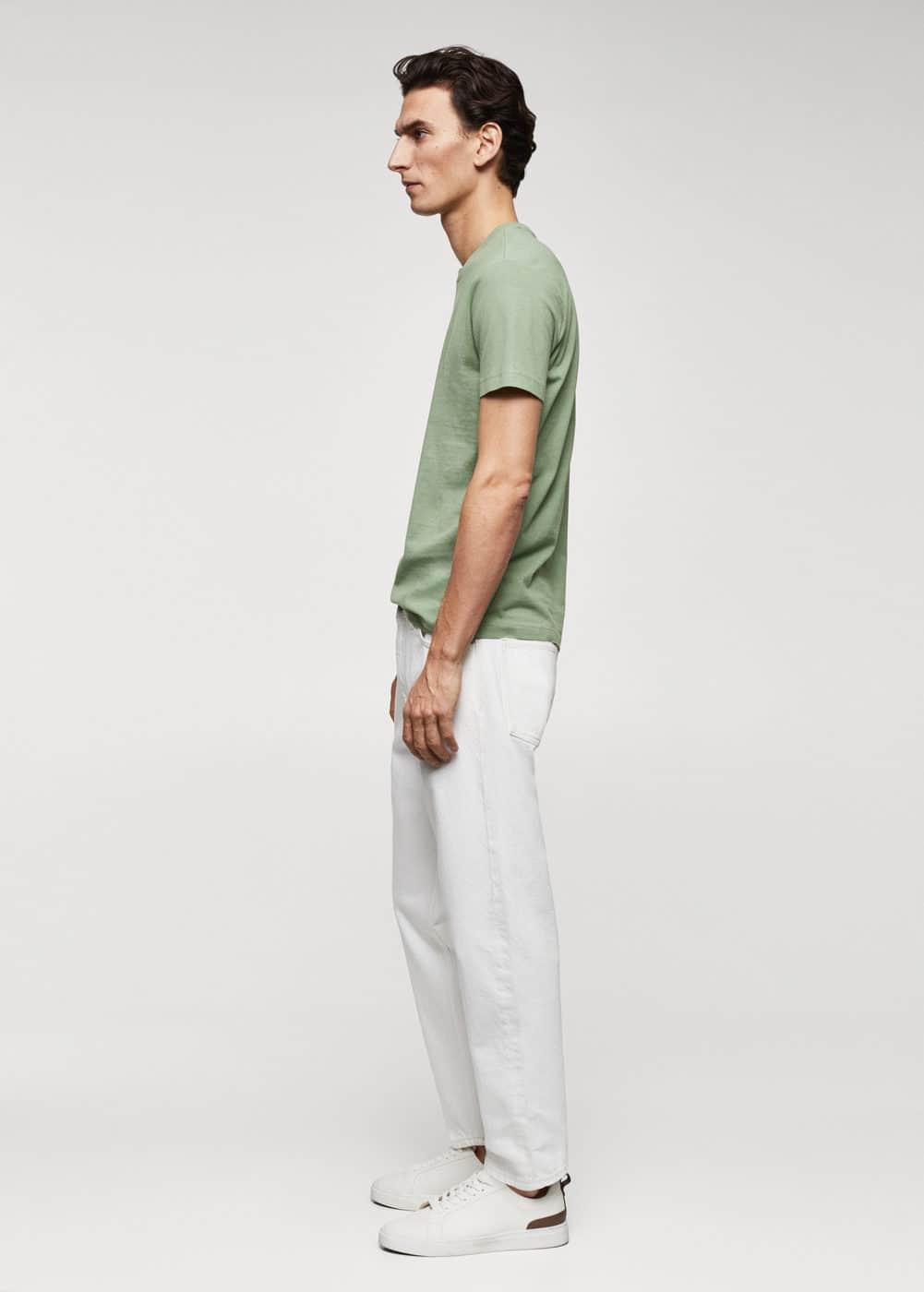 MANGO MAN - Basic cotton stretch T-shirt greenMen Product Image