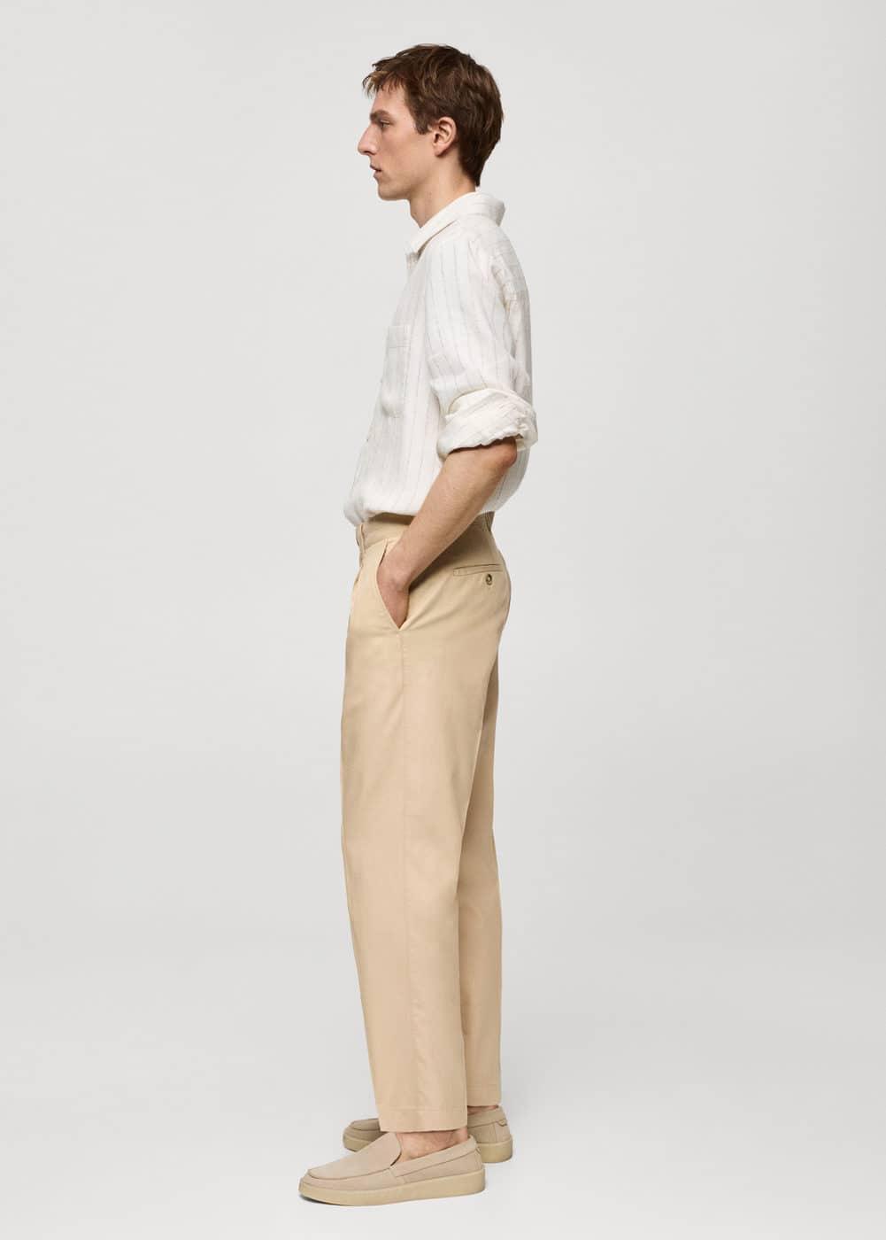 MANGO MAN - Cotton lyocell pleated pants vanillaMen Product Image