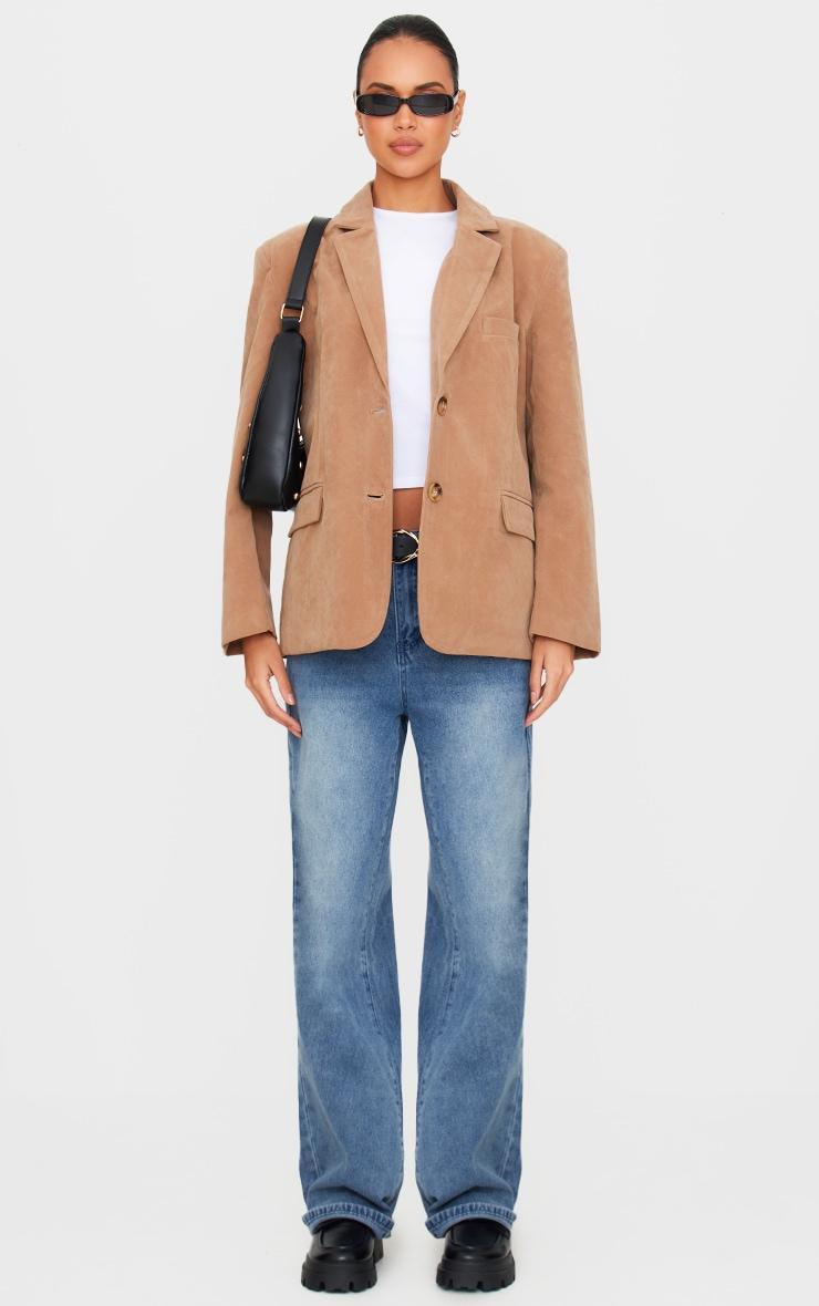 Tan Faux Suede Longline Blazer Product Image