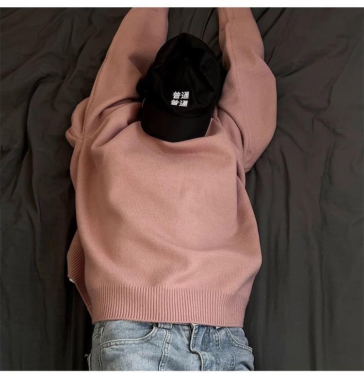 Crew Neck Plain Sweater Product Image