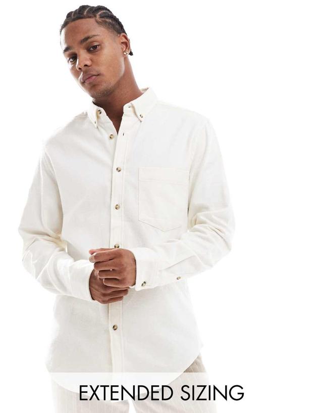 ASOS DESIGN brushed oxford shirt in off white Product Image