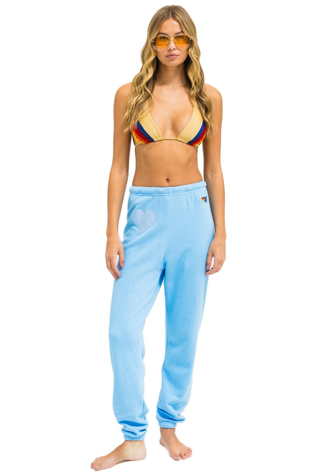 GLITTER HEART SWEATPANTS - SKY // BLUE Female Product Image