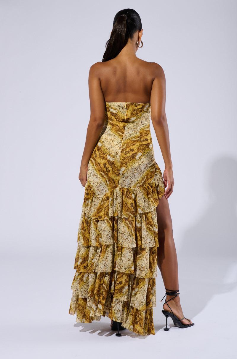 TATTIANA SNAKE PRINT RUFFLED MAXI DRESS Product Image