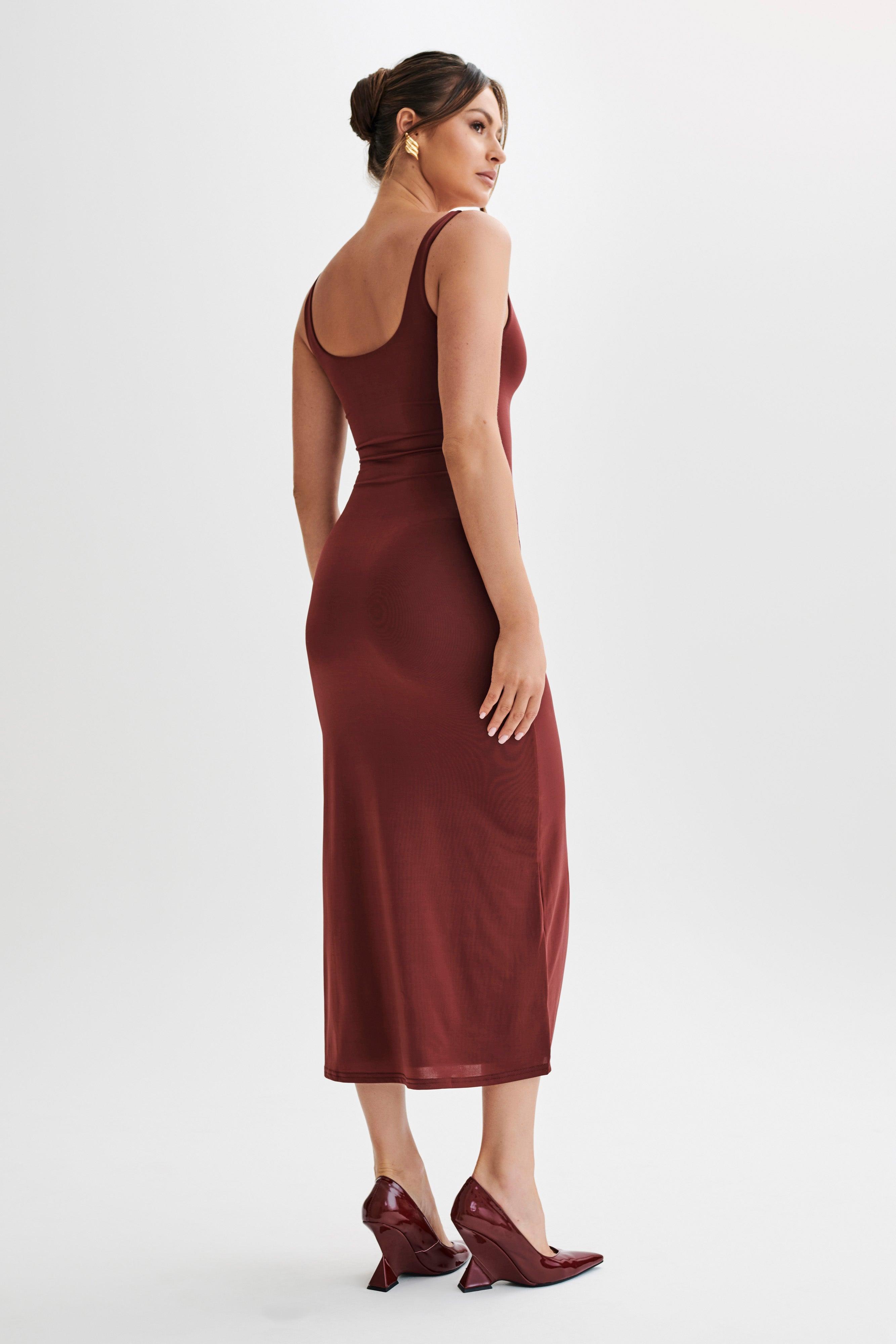 Augustine Slinky Scoop Midi Dress - Wine Product Image