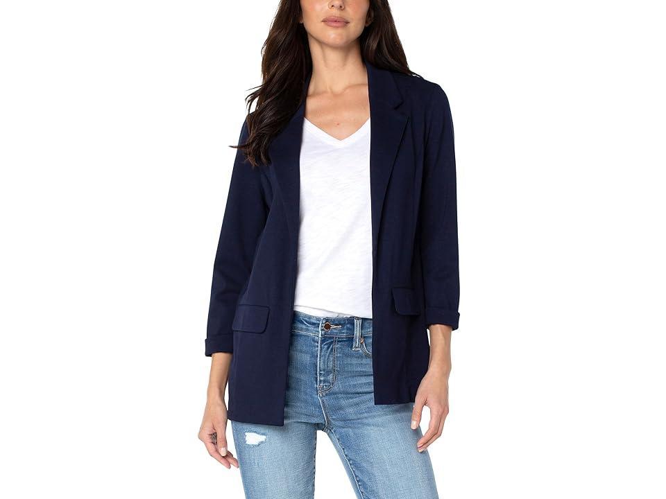 Liverpool Los Angeles Petite Size Super Stretch Ponte Knit Open Front Boyfriend Blazer Product Image