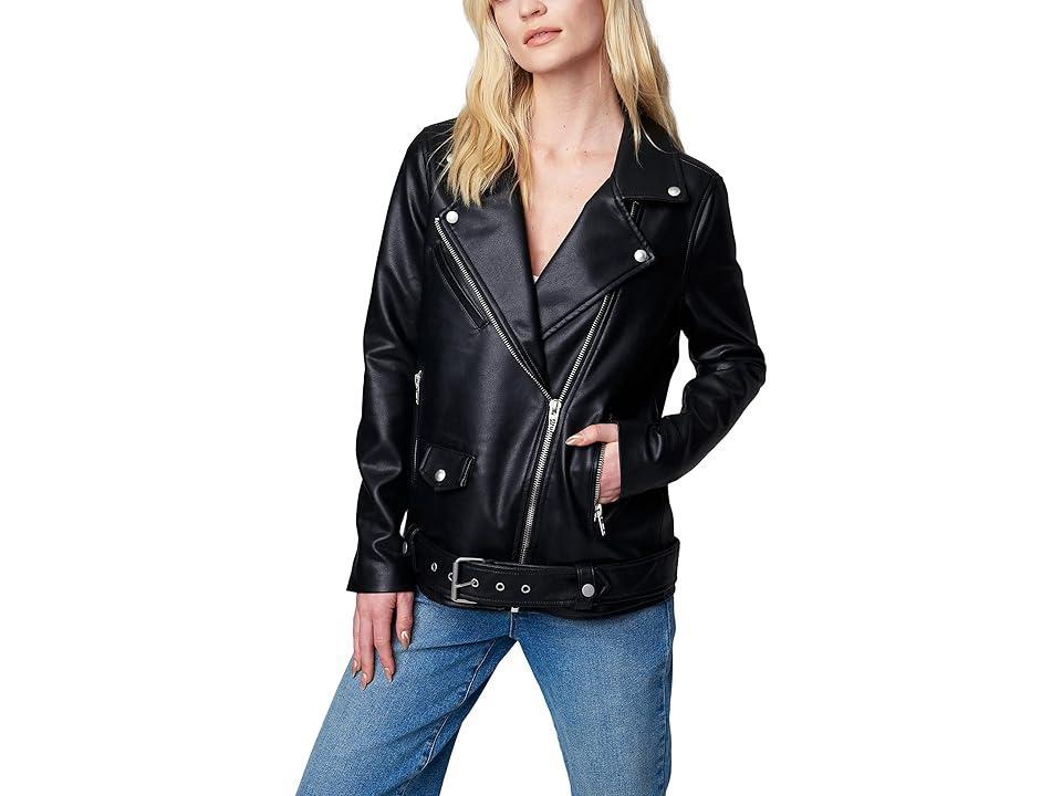 Blank NYC Leather Long Moto Jacket (Beginner's Luck) Women's Clothing Product Image