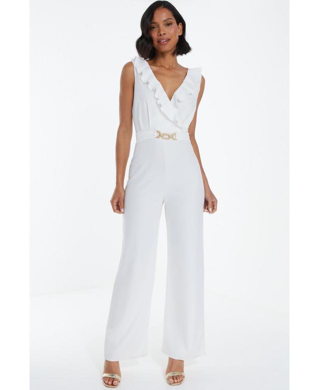 Quiz Womens Buckle Frill Detail Palazzo Jumpsuit Product Image