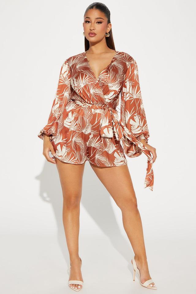 Vacay Desires Satin Romper - Rust/combo Product Image