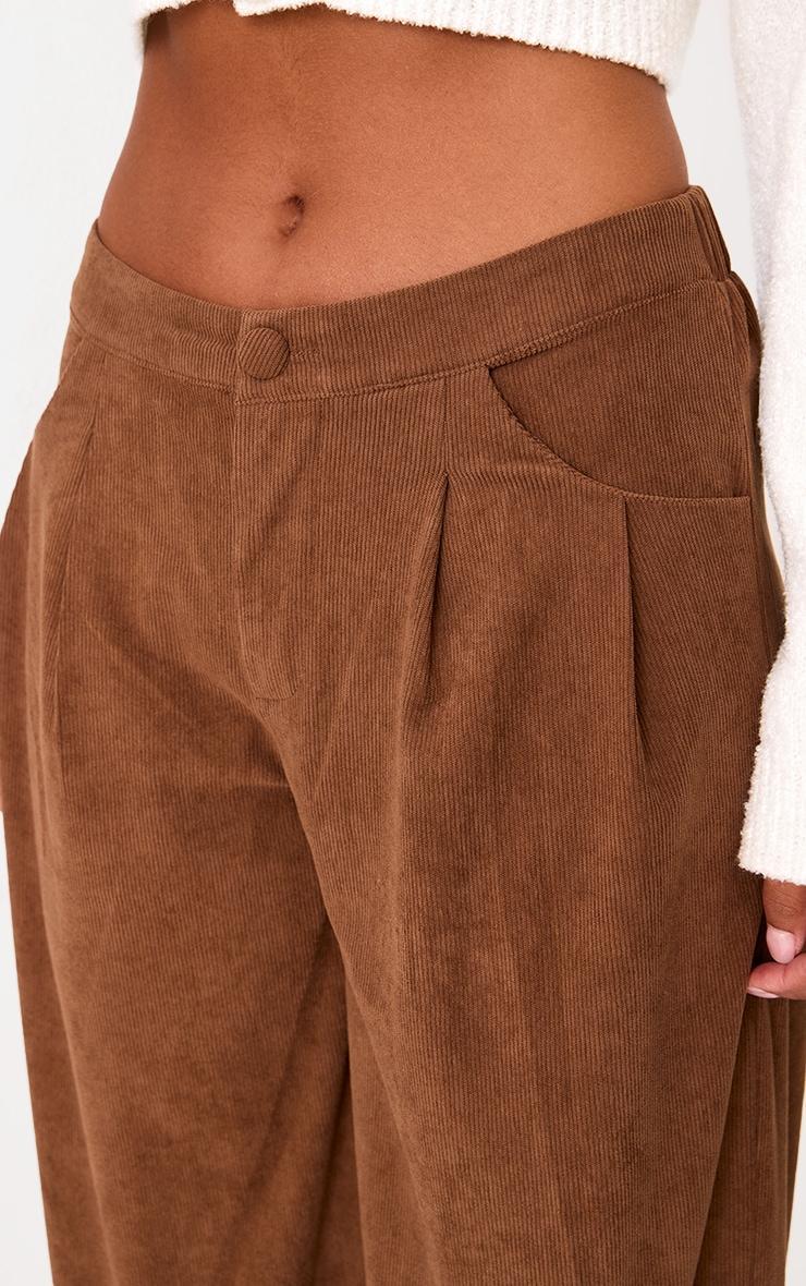 Chocolate Cord Pleated Wide Leg Pants Product Image