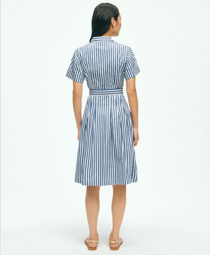 Striped Belted Shirt Dress In Cotton Product Image