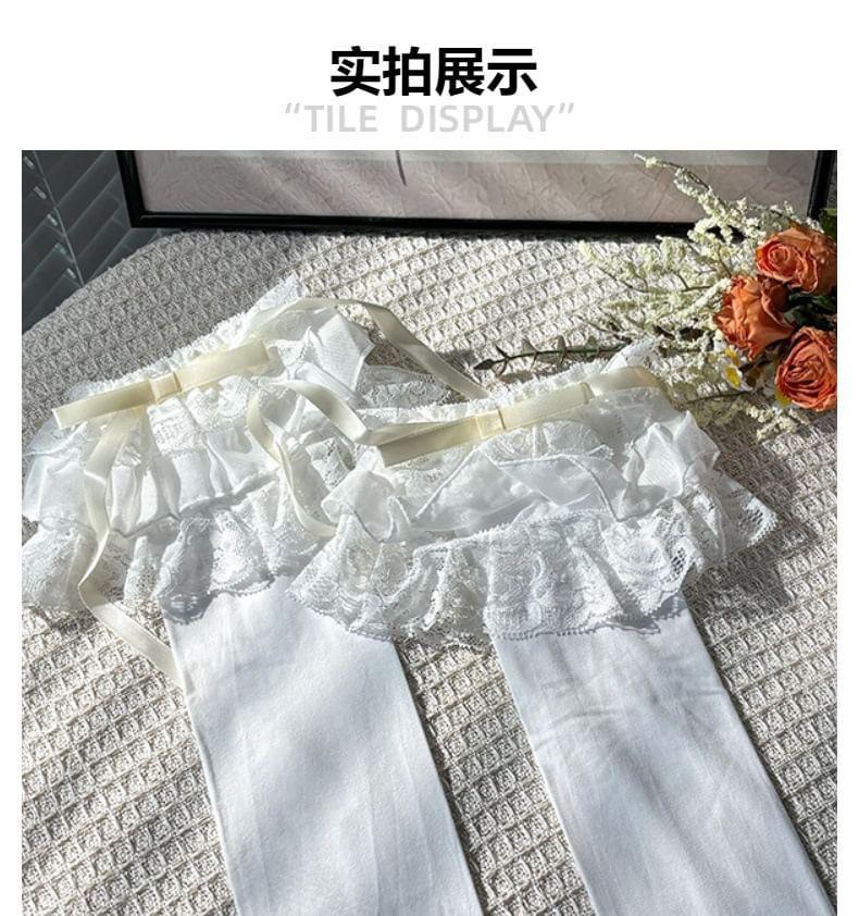 Bow Lace Trim Socks Product Image