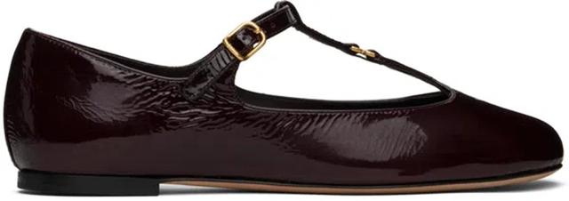 Marcie Embellished Crinkled Patent-leather Ballet Flats In Burgundy Product Image