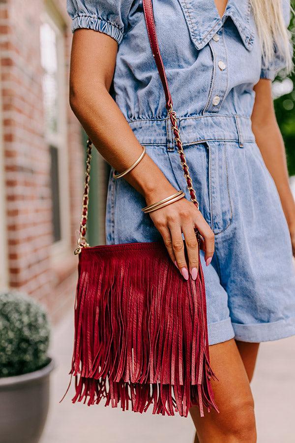 Right On Cue Fringe Crossbody In Aurora Red Product Image