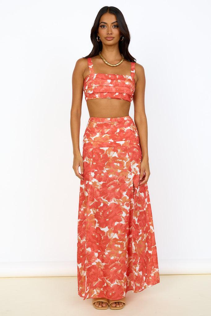 Golden Sunset Maxi Skirt Orange Product Image