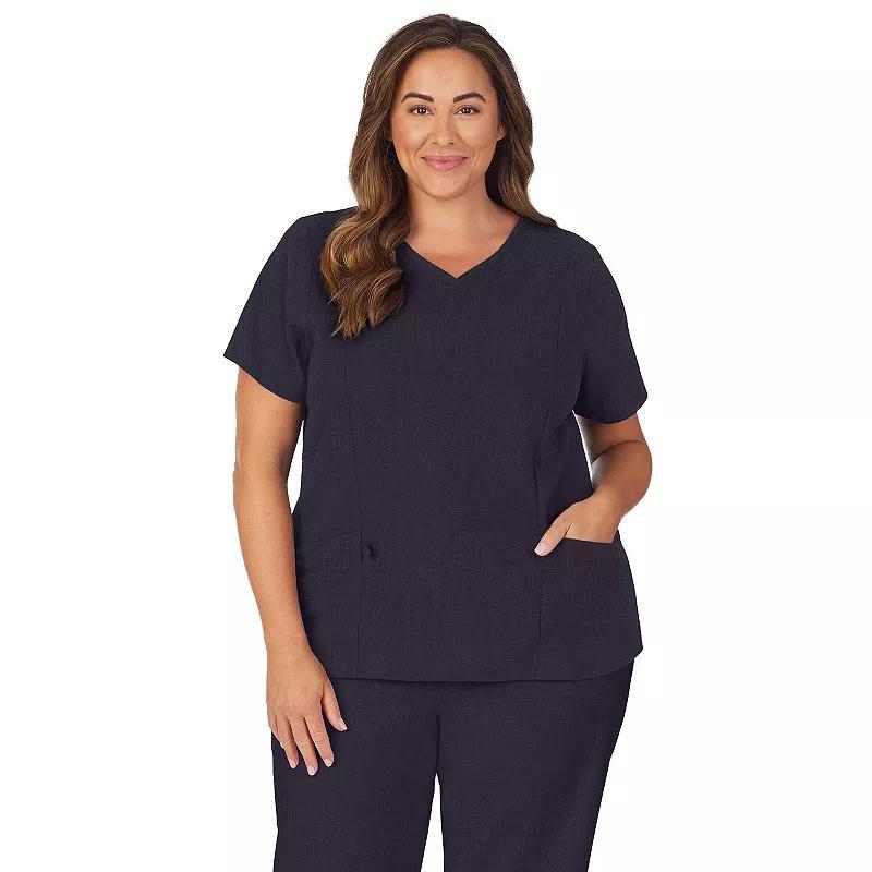 Plus Size Cuddl Duds Scrubs Pocketed V-Neck Top, Womens Product Image