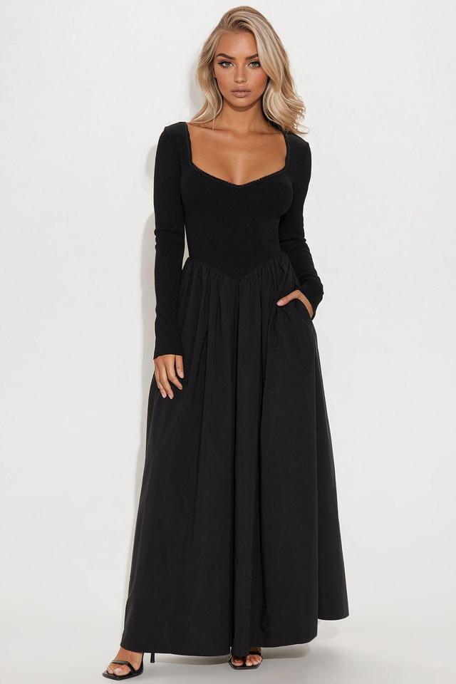 Mia Long Sleeve Maxi Dress - Black Product Image